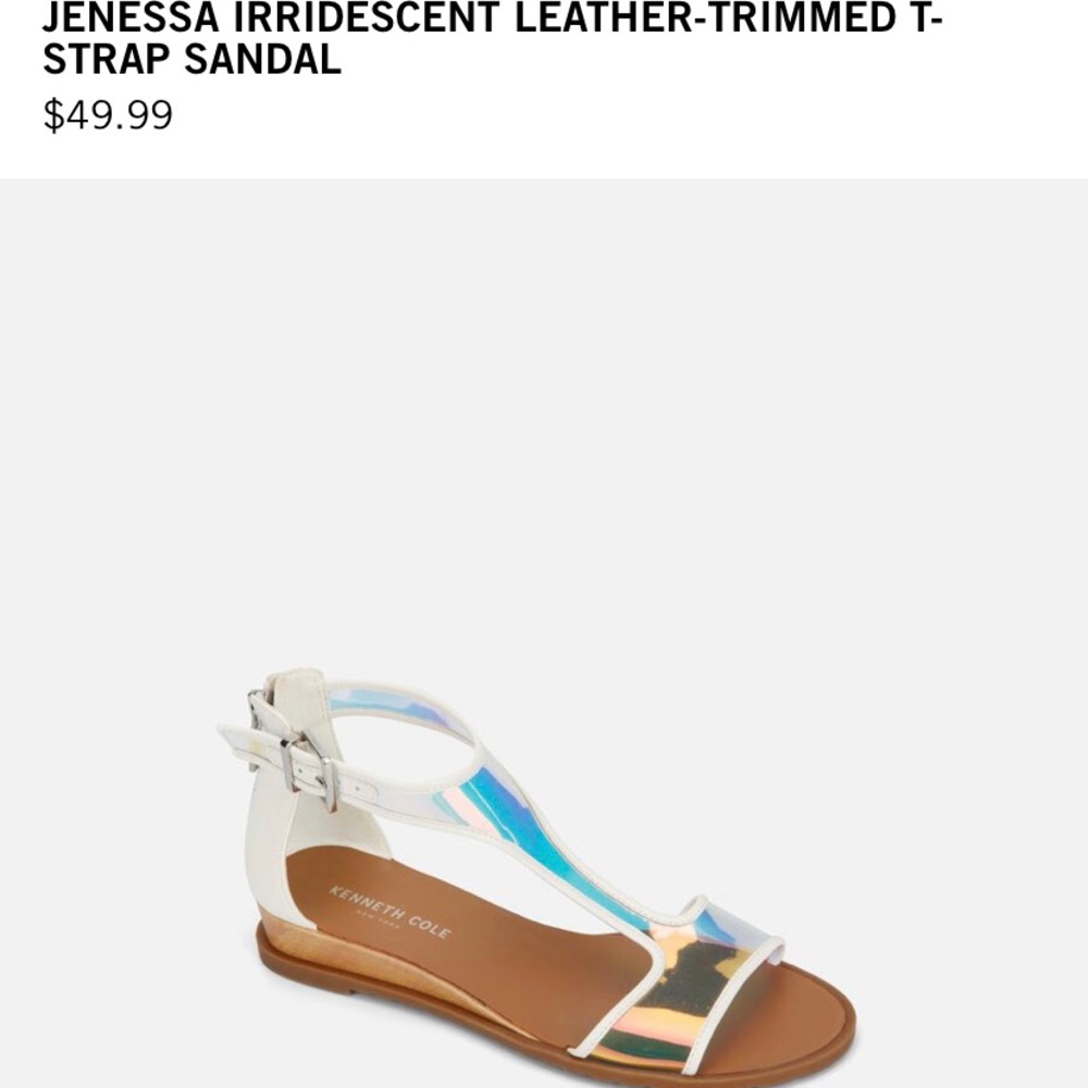 IRRIDESCENT LEATHER-TRIMMED SANDAL